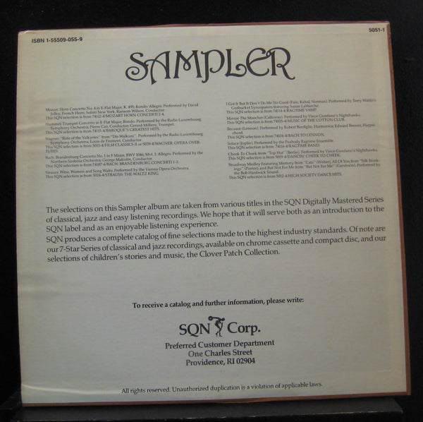 Various - Sampler Sine Qua Non LP Mint- 5051-1 Vinyl Record 1985 USA w/Insert - Shuga Records