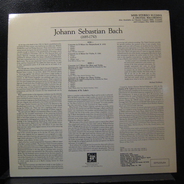 Bach, Feeney, Fukuhara - 4 Concerti For Various Instruments LP Mint- MHS 912268 - Shuga Records
