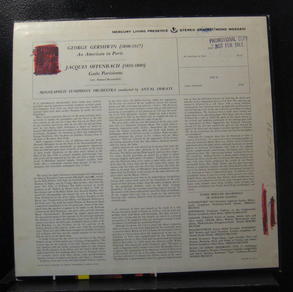 Dorati - Gershwin American In Paris / Offenbach Gaite LP VG+ MG 50431 Promo - Shuga Records