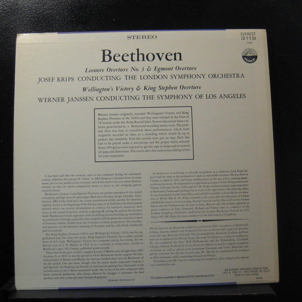 Beethoven, Janssen, Krips - Wellington's Victory /King Stephen LP Mint- SDBR3119 - Shuga Records