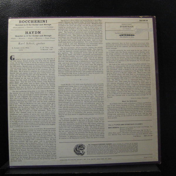 Karl Scheit - Boccherini Quintet In D / Haydn Quartet LP VG+ SRV0295SD Record - Shuga Records