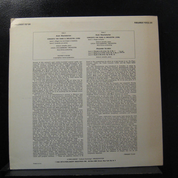 Kilma / Jemelik Khachaturian Scriabi - Piano Concerto/Prelude LP VG+ PLP(S)-164 - Shuga Records
