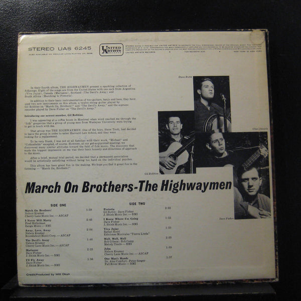 The Highwaymen - March On Brothers LP VG+ UAS 6245 USA 1963 Vinyl Record - Shuga Records