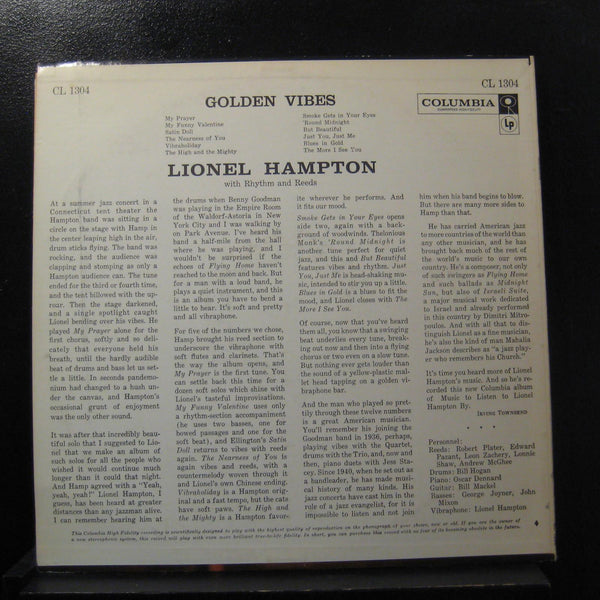 Lionel Hampton - Golden Vibes LP VG+ CL 1304 Mono Red 6i Vinyl Record - Shuga Records
