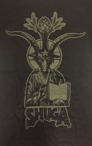 Shuga Records 'Baphomet' Design 2018 Repress Dark Gray on Black T-Shirt