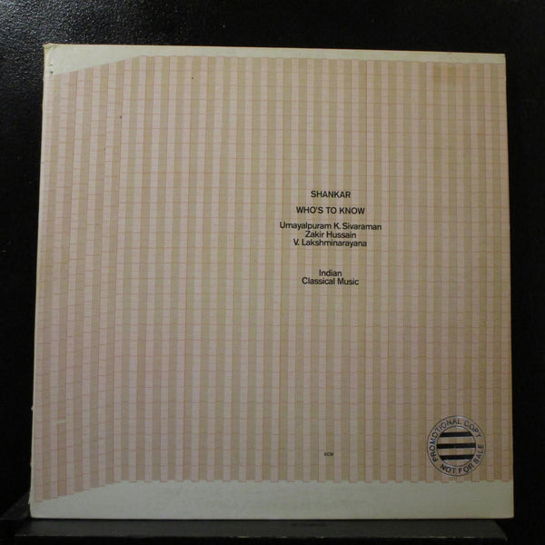 Shankar - Who's To Know LP VG+ ECM-1-1195 Promo 1981 USA Vinyl Record - Shuga Records