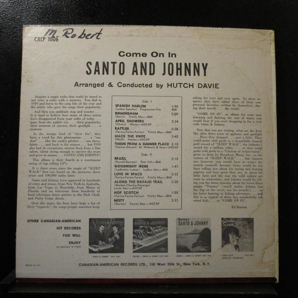 Santo & Johnny - Come On In LP VG CALP 1006 Mono 1962 USA Vinyl Record - Shuga Records