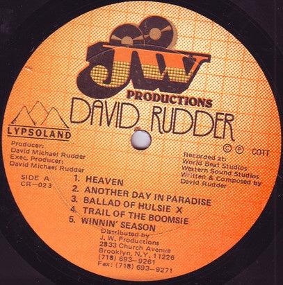 David Rudder – Lyrics Man - VG+ LP Record (Cover Missing) 1995 JW Productions Vinyl - Calypso