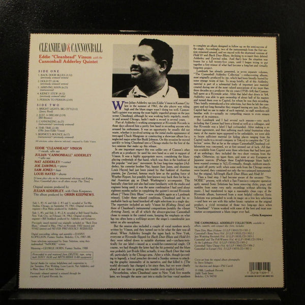 Eddie Cleanhead Vinson - Cleanhead & Cannonball LP Mint- LLP-1309 Vinyl Record - Shuga Records