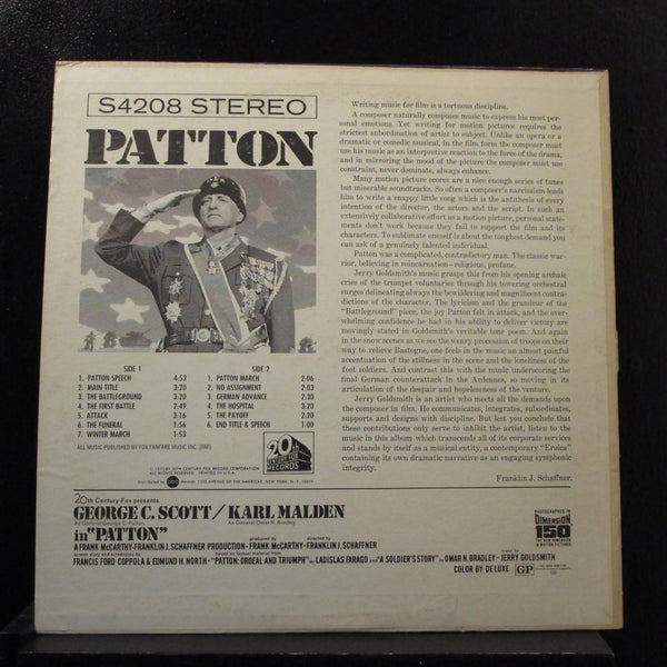 Jerry Goldsmith - Patton (Original Motion Picture Score) LP VG+ S4208 Record - Shuga Records