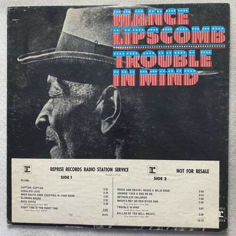 Mance Lipscomb – Trouble In Mind (1961) - VG+ LP Record 1971 Reprise USA White Label Promo Vinyl - Blues / Texas Blues