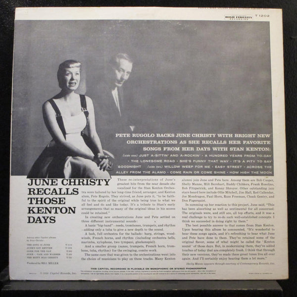 June Christy - Recalls Those Kenton Days LP Mint- T-1202 Mono Capitol Rainbow - Shuga Records