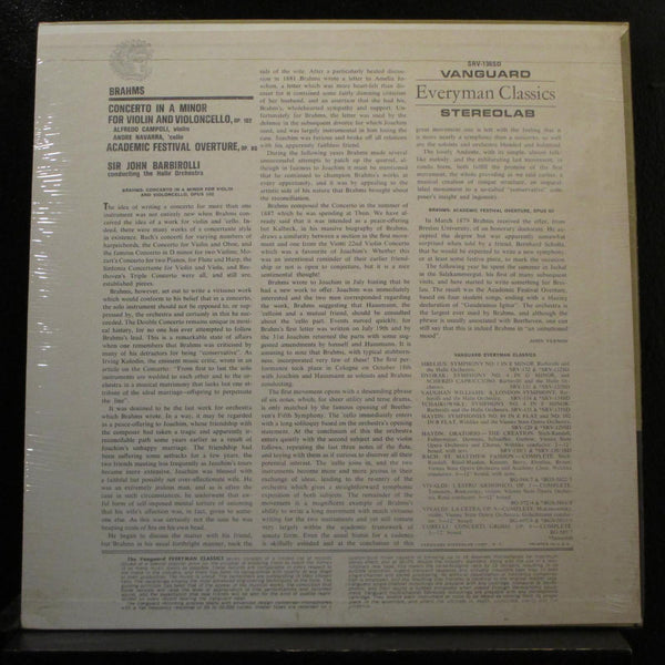 Brahms, Campoli, Navarra, Barbirolli - Concerto In A Minor LP New Sealed SRV-136 - Shuga Records