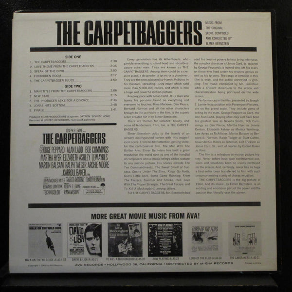Elmer Bernstein - The Carpetbaggers Soundtrack LP VG+ A-45 ST Mono Vinyl Record - Shuga Records