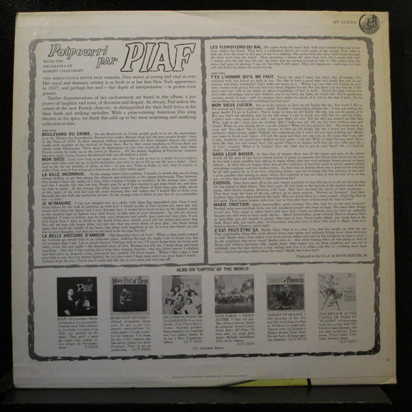 Edith Piaf - Potpurri Par Piaf LP Mint- SP-1-10295 Red Labels Vinyl Record - Shuga Records