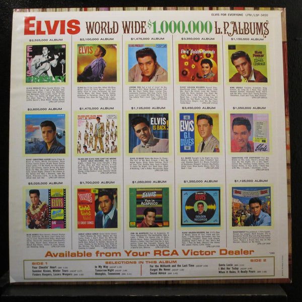 Elvis Presley - Elvis For Everyone! LP VG+ LSP-3450 RCA 1970's USA Vinyl Record - Shuga Records
