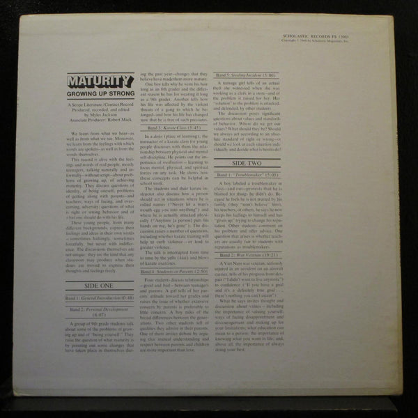 Myles Jackson - Maturity: Growing Up Strong LP VG+ FS12003 Mono Vinyl Record - Shuga Records