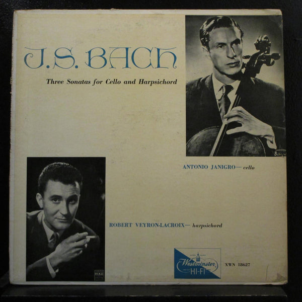 Bach, Janigro, Veyron-Lacroix - 3 Sonatas Cello & Harpsichord LP VG XWN 18627 - Shuga Records