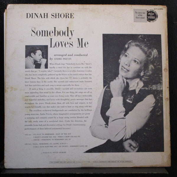 Dinah Shore, Andre Previn - Somebody Loves Me LP VG+ ST-1296 Record 1st - Shuga Records