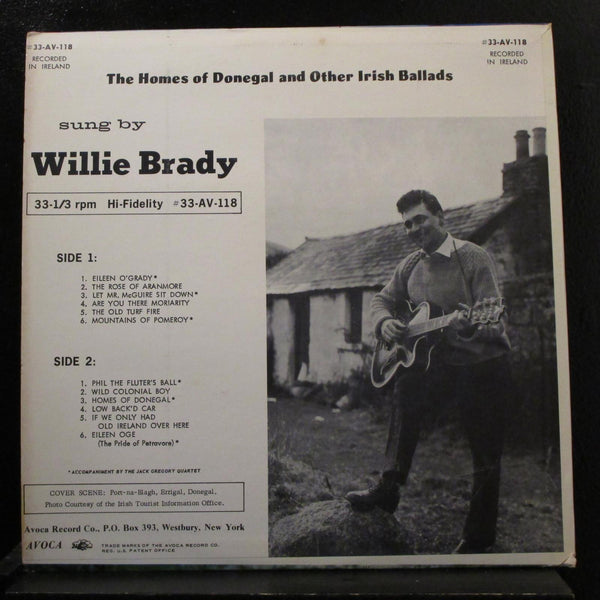 Willie Brady - The Homes Of Donegal & Irish Ballads LP VG+ 33-ST-118 Stereo USA - Shuga Records