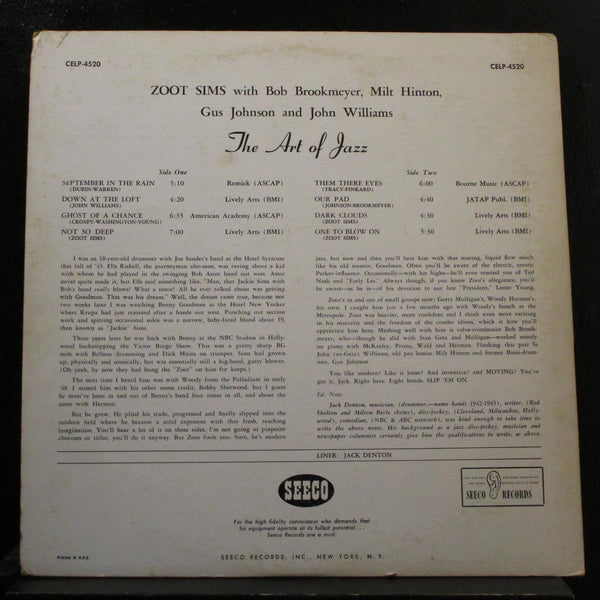 Zoot Sims - The Art Of Jazz LP VG+ CELP 4520 Stereo USA Vinyl Record - Shuga Records