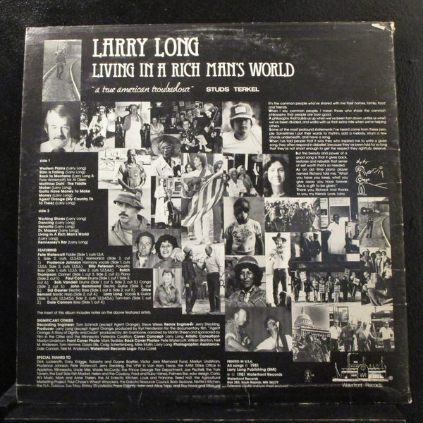 Larry Long - Living In A Rich Man's World 12" VG+ 1981 USA Vinyl Record w/Insert - Shuga Records