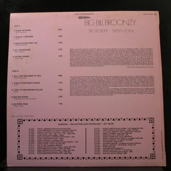Big Bill Broonzy - See See Rider - Sixteen Tons (1967) - Mint- LP Record 1975 Musidisc France Vinyl - Blues - Shuga Records