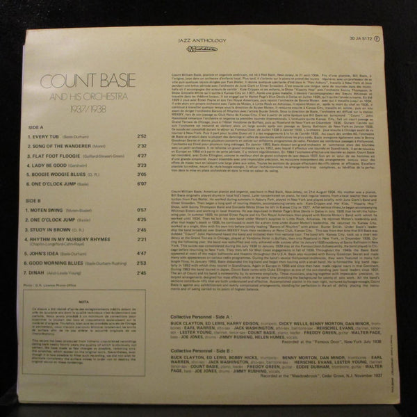 Count Basie And His Orchestra - 1937 / 1938 LP Mint- JA 5172 Mono France Record - Shuga Records