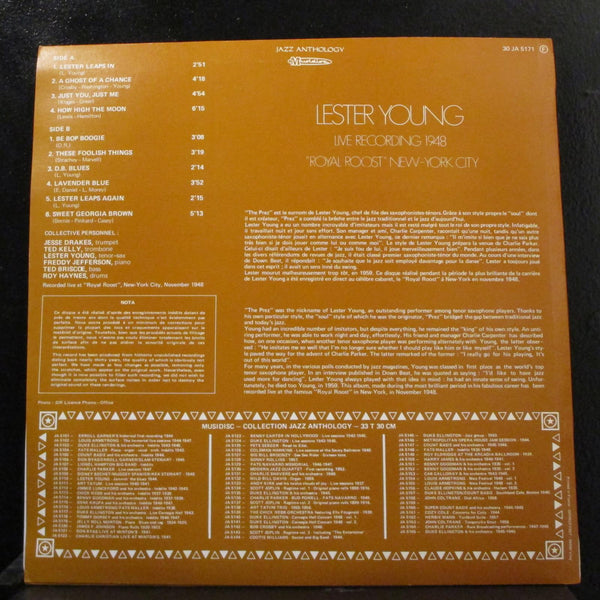 Lester Young - Live Recording 1948 At Royal Roost New-York City LP Mint- JA 5171 - Shuga Records