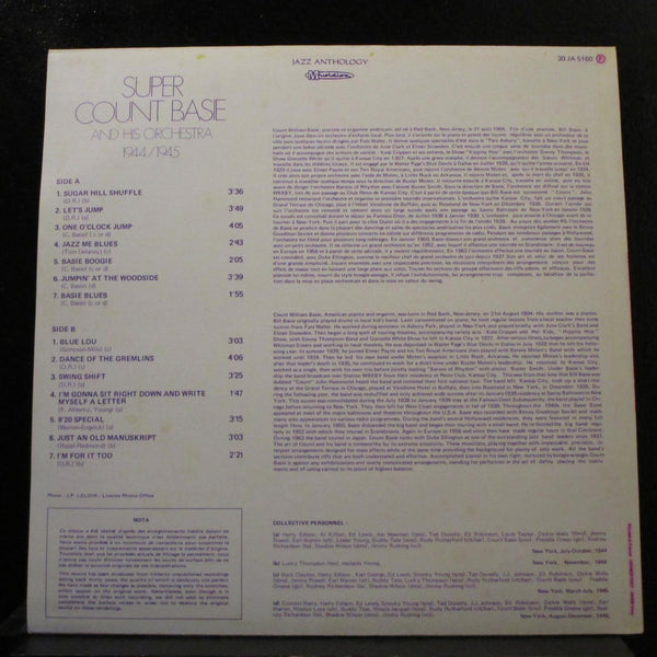 Super Count Basie And His Orchestra - 1944/1945 LP Mint- JA 5160 Mono France - Shuga Records