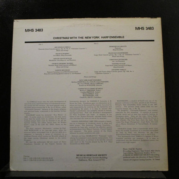 New York Harp Ensemble - Christmas With LP VG+ MHS 3483 Stereo Vinyl Record - Shuga Records