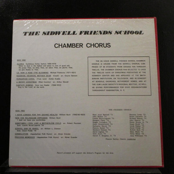 The Sidwell Friends School - Chamber Chorus - New LP Record 1970's Private Washington DC Vinyl - High School / Pop - Shuga Records