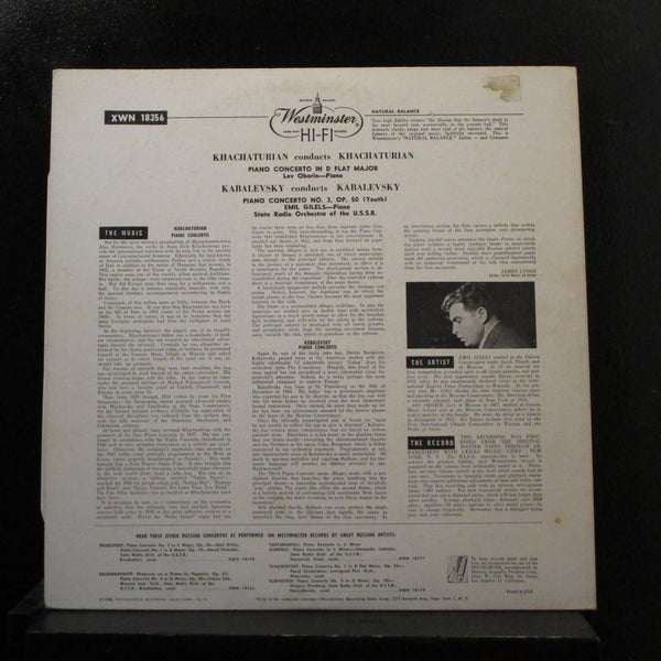 Emil Gilels, Lev Oborin - Khachaturian / Kabalevsky LP VG+ XWN 18356 Mono 1956 - Shuga Records