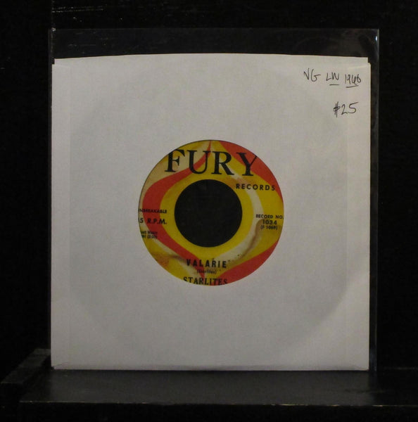 Starlites - Valarie / Way Up In The Sky 7" VG Vinyl 45 1960 Fury 1034 label wear - Shuga Records