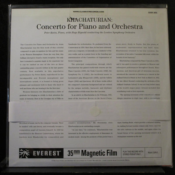 Khatchaturian, Katin, Rignold - Concerto LP New Sealed SDBR 3055 200 Gram Vinyl - Shuga Records