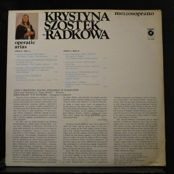 Krystyna Szostek-Radkowa - Operatis Arias LP VG+ SX 2380 Poland Vinyl Record - Shuga Records