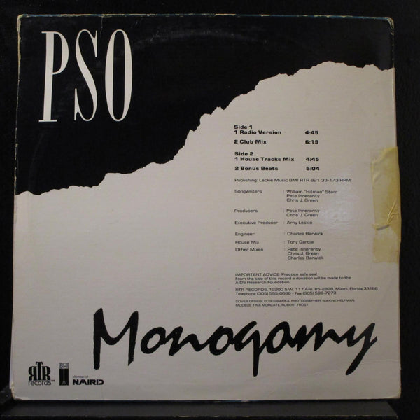 PSO - Monogamy 12" VG+ RTR-821 USA 1989 Vinyl Record - Shuga Records