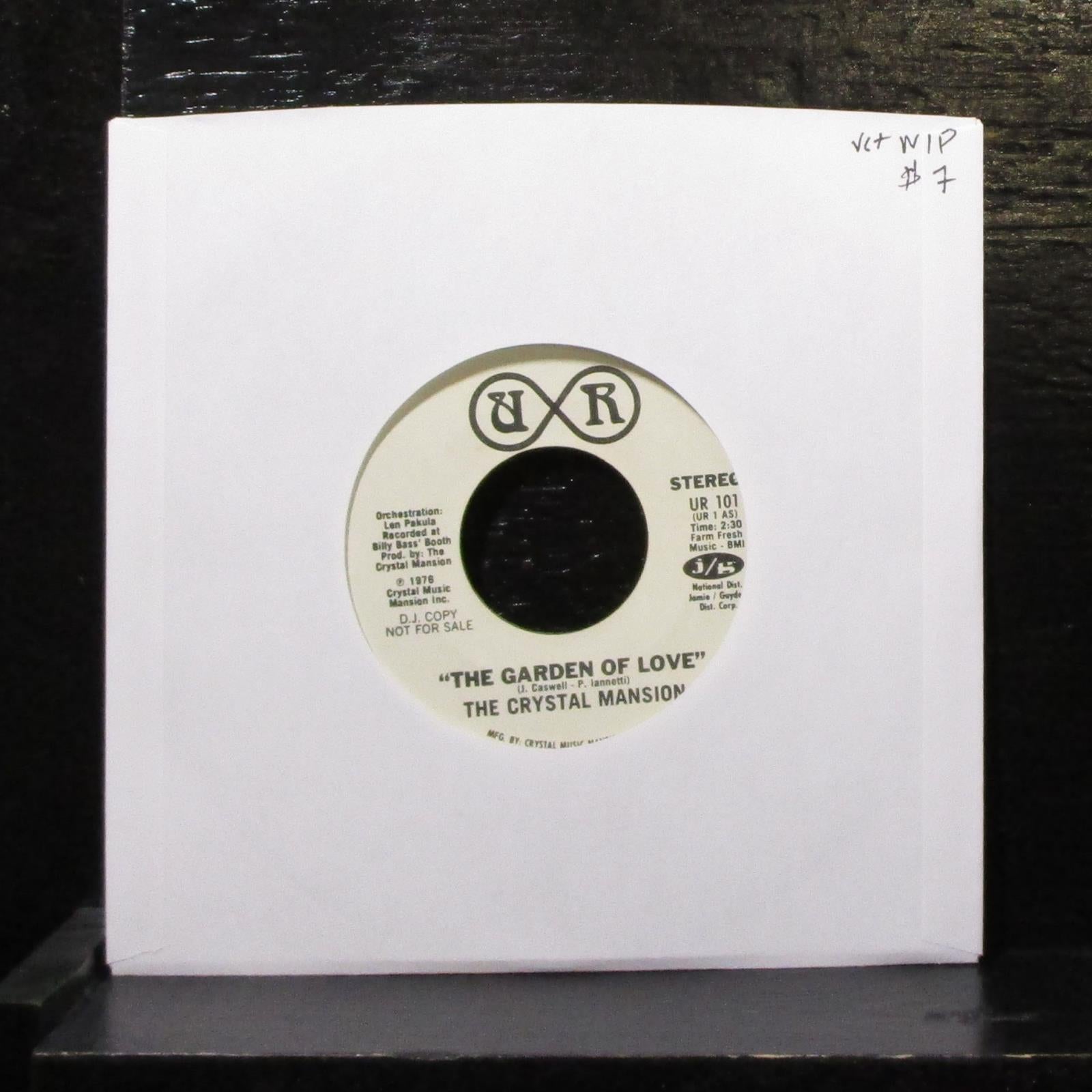 The Crystal Mansion - The Garden Of Love 7" VG+ Promo Vinyl 45 UR 101 USA 1976 - Shuga Records