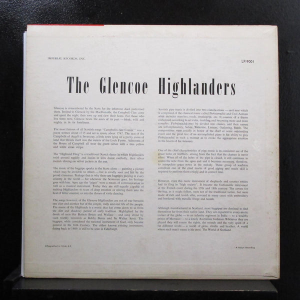 The Glencoe Highlanders - Scotch Pipings LP VG LP 9001 Mono Grayson Art Cover - Shuga Records