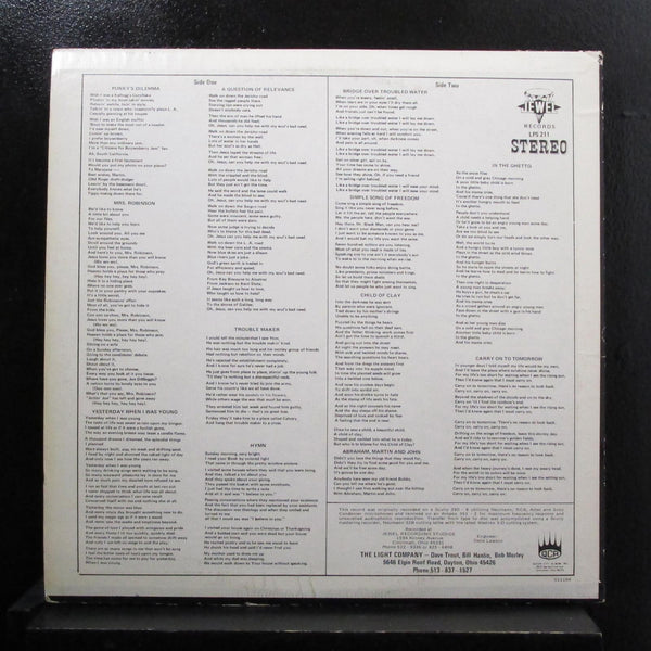 The Light Company - Carry On LP VG LPS 211 Private Ohio Folk Vinyl Record - Shuga Records