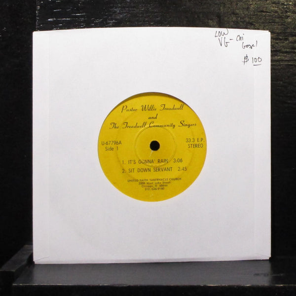 Pastor Willie Treadwell - It's Gonna' Rain EP 7" VG Vinyl 33 U-67796 - Shuga Records