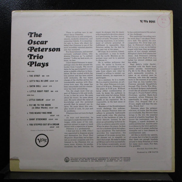 The Oscar Peterson Trio - Oscar Peterson Trio LP VG+ V-8591 Mono Vinyl Record - Shuga Records