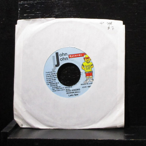 Lady Saw - God Knows / Navigator (Version) 7" VG+ Vinyl 45 John John 1997 - Shuga Records