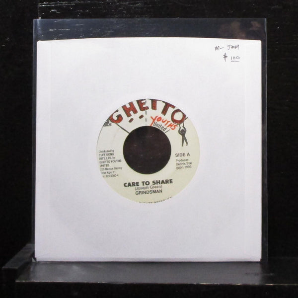 Grindsman - Care To Share 7" Mint- Vinyl 45 Ghetto Youths United Jamaica 1993 - Shuga Records