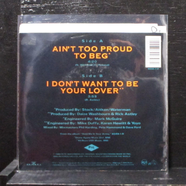 Rick Astley - Ain't To Proud To Beg 7" Mint- Vinyl 45 RCA 9030-7-R USA 1988 - Shuga Records