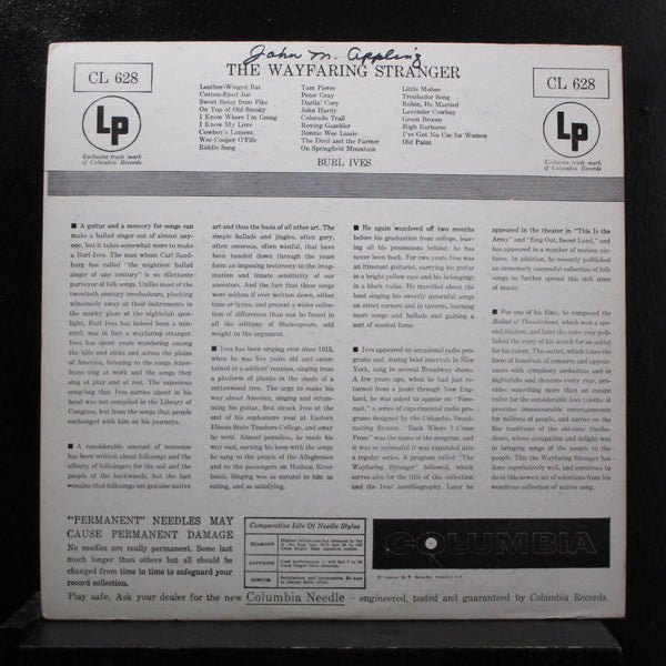 Burl Ives - Wayfaring Stranger LP Mint- CL 628 Mono Red Columbia 6i Vinyl Record - Shuga Records