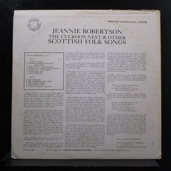 Jeannie Robertson - Cuckoo's Nest & Other Scottish Folk Songs LP VG+ INT-13075 - Shuga Records