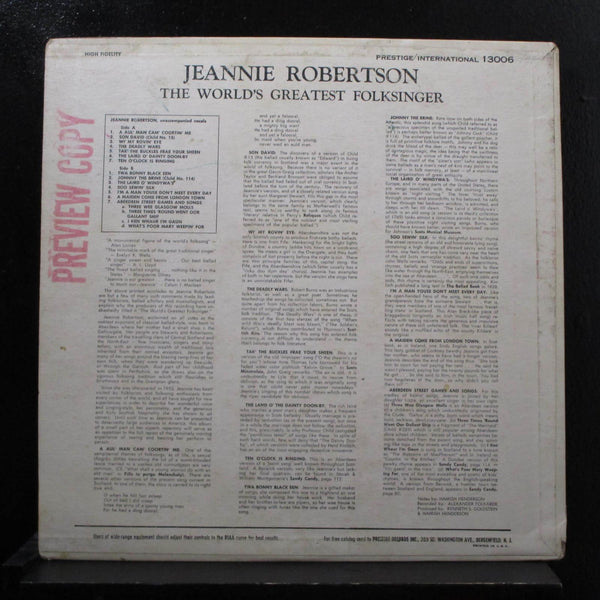 Jeannie Robertson - Scottish Ballads And Folk Songs LP VG+ INT-13006 RVG Mono - Shuga Records