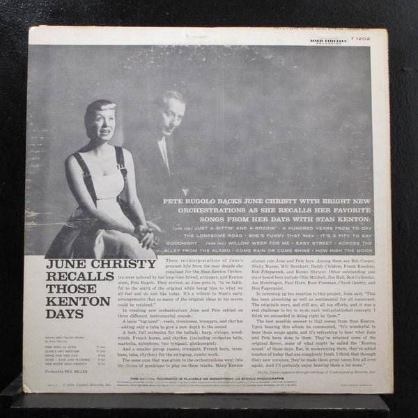 June Christy - Recalls Those Kenton Days LP VG+ T-1202 Mono Capitol Rainbow - Shuga Records