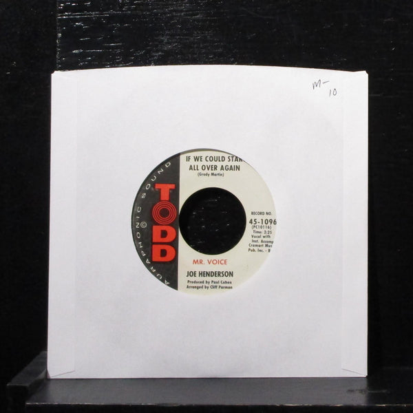 Joe Henderson - If We Could Start All Over Again 7" Mint- Vinyl 45 Todd 45-1096 - Shuga Records